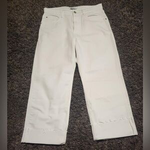ZARA Loose Fit Marine Style Flare Raw Hem White Women's Denim Jean Sz. 10x25 **